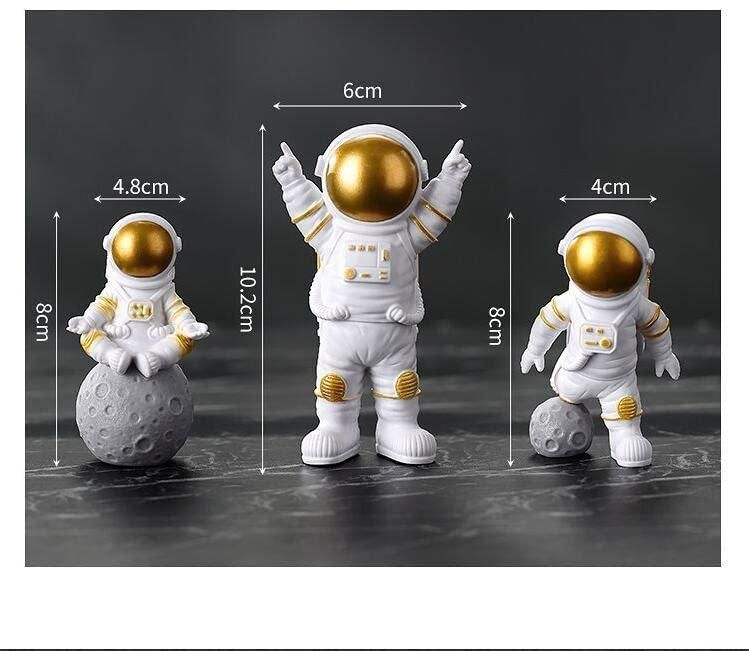 Astronaut Spaceman Statue Set of 3 - Golden